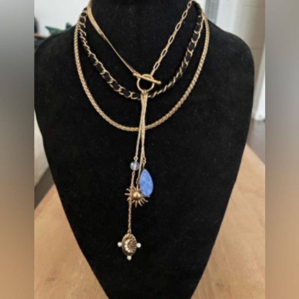 NWT Free People Moon and Sun multichain necklace